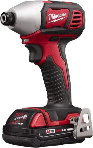 Milwaukee Tool - 18 Volt, 1/4" Drive, 125 Ft/Lb Torque, Cordless Impact Driver - Pistol Grip Handle, 2750 RPM, 2 Lithium-Ion Batteries Included - Top Tool & Supply