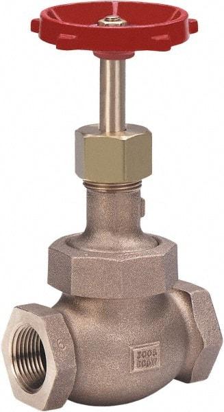 Milwaukee Valve - 3/4" Pipe, Threaded (NPT) Ends, Bronze Integral Globe Valve - Bronze Disc, Union Bonnet, 600 psi WOG, 300 psi WSP, Class 300 - Top Tool & Supply