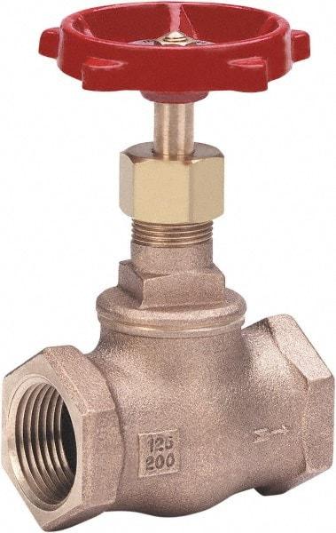 Milwaukee Valve - 1/4" Pipe, Threaded (NPT) Ends, Bronze Integral Globe Valve - Bronze Disc, Threaded Bonnet, 200 psi WOG, 125 psi WSP, Class 125 - Top Tool & Supply