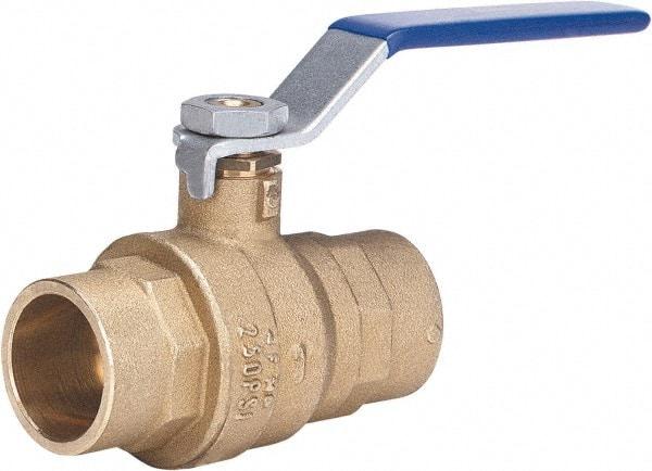 Milwaukee Valve - 3/4" Pipe, Full Port, Brass Full Port Ball Valve - 2 Piece, Solder Ends, Lever Handle, 600 WOG, 150 WSP - Top Tool & Supply