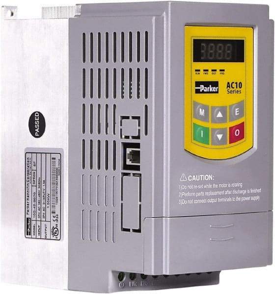 Parker - Three Phase, 230 Volt, 1-1/2 hp, Variable Frequency Drive - 4.17" Wide x 5.91" Deep x 7.09" High, IP20 - Top Tool & Supply