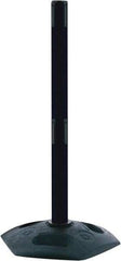 Tensator - 38" High, 2-1/2" Pole Diam, Receiver Post - 19" Base Diam, Octagon Recycled Rubber Base, Black Plastic Post, Tape, Dual Line Tape, For Outdoor Use - Top Tool & Supply