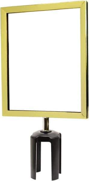 Tensator - 11-1/2" High x 11-1/2" Long x 9" Wide Barrier Sign Frame - Powder Coated Steel, Polished Brass Finish, Polished Brass, Use with Tensabarrier - Top Tool & Supply