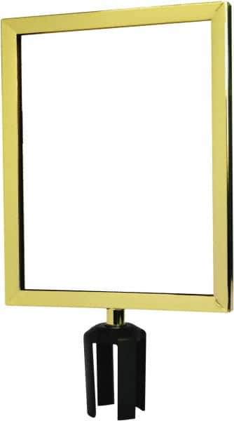 Tensator - 14-1/2" High x 14-1/2" Long x 11-1/2" Wide Barrier Sign Frame - Powder Coated Steel, Polished Brass Finish, Polished Brass, Use with Tensabarrier - Top Tool & Supply