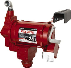 Tuthill - 35 GPM, 1" Hose Diam, Gasoline, Kerosene & Diesel Fuel AC High Flow Tank Pump with Auto Nozzle - Cast Iron Pump, 1-1/4" Inlet, 1" Outlet, 115/230 Volts, 3/4 hp - Top Tool & Supply