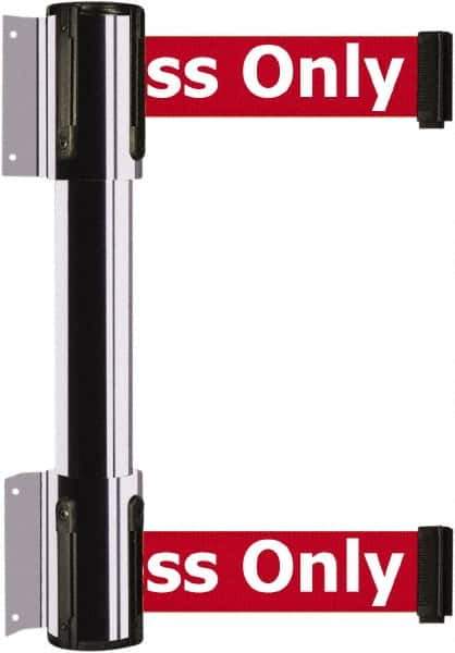 Tensator - 16.64" High x 89" Long x 3" Wide Barrier Dual Line Wall Mount - Steel, Polished Chrome Finish, Polished Chrome, Use with 898 Wall Receiver - Top Tool & Supply