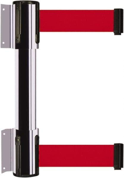 Tensator - 16.64" High x 89" Long x 3" Wide Barrier Dual Line Wall Mount - Steel, Polished Chrome Finish, Polished Chrome, Use with 898 Wall Receiver - Top Tool & Supply