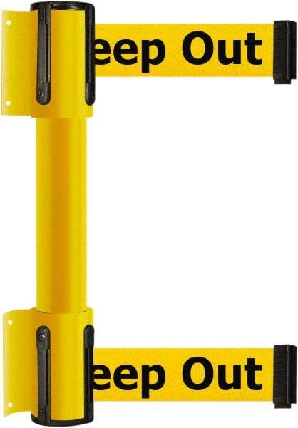 Tensator - 16.64" High x 156" Long x 3" Wide Barrier Dual Line Wall Mount - Steel, Yellow Powdercoat Finish, Yellow, Use with 898 Wall Receiver - Top Tool & Supply