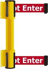 Tensator - 16.64" High x 156" Long x 3" Wide Barrier Dual Line Wall Mount - Steel, Yellow Powdercoat Finish, Yellow, Use with 898 Wall Receiver - Top Tool & Supply