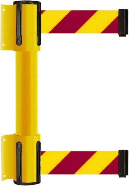 Tensator - 16.64" High x 156" Long x 3" Wide Barrier Dual Line Wall Mount - Steel, Yellow Powdercoat Finish, Yellow, Use with 898 Wall Receiver - Top Tool & Supply