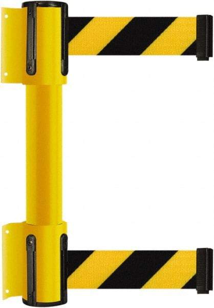 Tensator - 16.64" High x 89" Long x 3" Wide Barrier Dual Line Wall Mount - Steel, Yellow Powdercoat Finish, Yellow, Use with 898 Wall Receiver - Top Tool & Supply