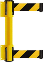 Tensator - 16.64" High x 89" Long x 3" Wide Barrier Dual Line Wall Mount - Steel, Yellow Powdercoat Finish, Yellow, Use with 898 Wall Receiver - Top Tool & Supply