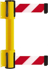 Tensator - 16.64" High x 156" Long x 3" Wide Barrier Dual Line Wall Mount - Steel, Yellow Powdercoat Finish, Yellow, Use with 898 Wall Receiver - Top Tool & Supply