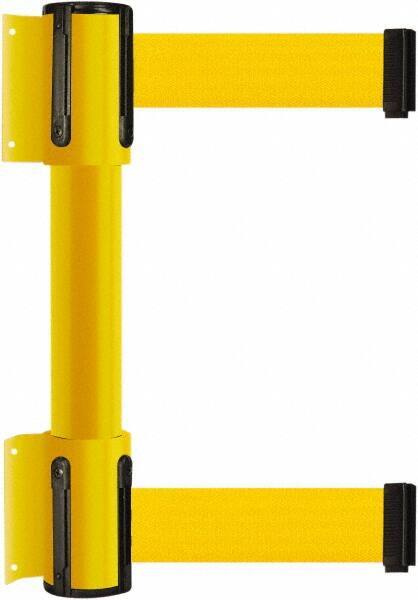 Tensator - 16.64" High x 89" Long x 3" Wide Barrier Dual Line Wall Mount - Steel, Yellow Powdercoat Finish, Yellow, Use with 898 Wall Receiver - Top Tool & Supply