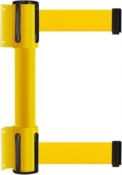 Tensator - 16.64" High x 156" Long x 3" Wide Barrier Dual Line Wall Mount - Steel, Yellow Powdercoat Finish, Yellow, Use with 898 Wall Receiver - Top Tool & Supply