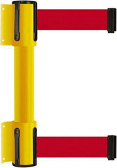 Tensator - 16.64" High x 89" Long x 3" Wide Barrier Dual Line Wall Mount - Steel, Yellow Powdercoat Finish, Yellow, Use with 898 Wall Receiver - Top Tool & Supply