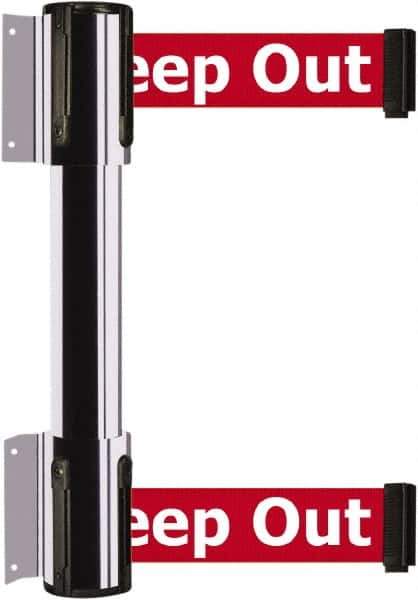 Tensator - 16.64" High x 89" Long x 3" Wide Barrier Dual Line Wall Mount - Steel, Polished Chrome Finish, Polished Chrome, Use with 898 Wall Receiver - Top Tool & Supply