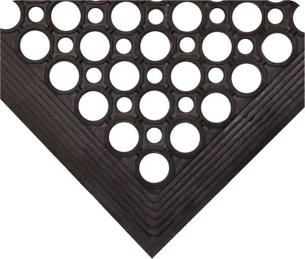 Wearwell - 10' Long x 3' Wide, Dry/Wet Environment, Anti-Fatigue Matting - Black, Natural Rubber with Rubber Base, Beveled on 4 Sides - Top Tool & Supply