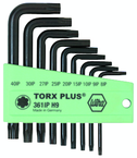 9 Piece - IP8; IP9; IP10; IP15; IP20; IP25; IP27; IP30; IP40 - Black Finish - TorxPlus L-Key Short Arm Set - Top Tool & Supply