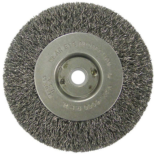 Vortec Pro 4″ Crimped Wire Wheel, .014″ Steel Fill, Narrow Face, 1/2″-3/8″ Arbor Hole - Top Tool & Supply