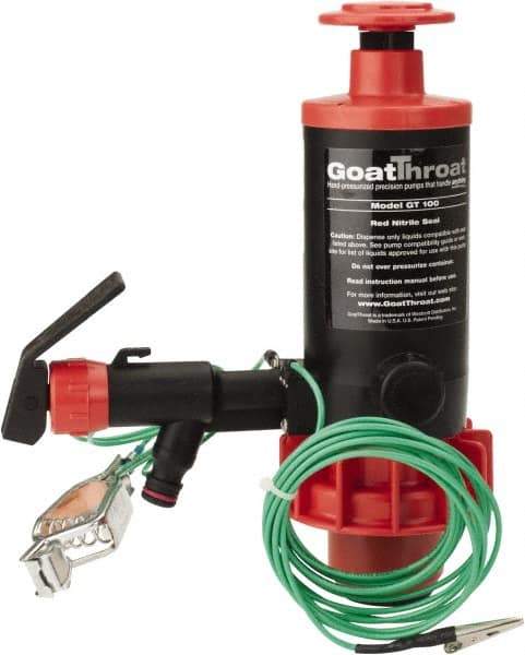 GoatThroat Pumps - 3/8" Outlet, 4 GPM, Polypropylene Hand Operated Transfer Pump - 56" OAL, For up to 55 Gal Drums, For Class I & II Flammable & Combustible Liquids - Top Tool & Supply