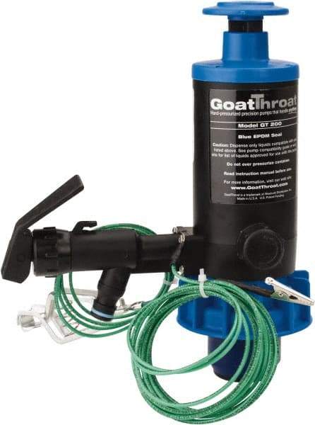 GoatThroat Pumps - 3/8" Outlet, 4 GPM, Polypropylene Hand Operated Transfer Pump - 56" OAL, For up to 55 Gal Drums, For Class I & II Flammable & Combustible Liquids - Top Tool & Supply