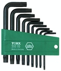 9 Piece - T8s; T9s; T10s; T15s; T20s; T25s; T27s; T30s; T40s - Black Finish Security - Torx Short Arm L-Key Set - Top Tool & Supply