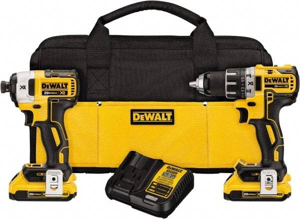 DeWALT - 20 Volt Cordless Tool Combination Kit - Includes Brushless Compact Drill/Driver & Impact Driver, Lithium-Ion Battery Included - Top Tool & Supply