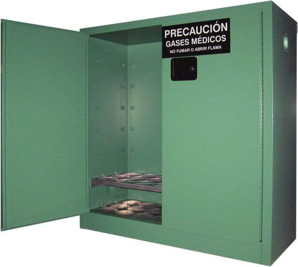 Securall Cabinets - 2 Door, Green Steel Standard Safety Cabinet for Flammable and Combustible Liquids - 44" High x 43" Wide x 18" Deep, Manual Closing Door, 3 Point Key Lock, D, E Cylinder Capacity - Top Tool & Supply