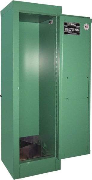 Securall Cabinets - 1 Door, Green Steel Standard Safety Cabinet for Flammable and Combustible Liquids - 44" High x 14" Wide x 13-5/8" Deep, Manual Closing Door, 3 Point Key Lock, D, E Cylinder Capacity - Top Tool & Supply