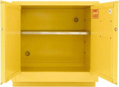 Securall Cabinets - 2 Door, 1 Shelf, Yellow Steel Under the Counter Safety Cabinet for Flammable and Combustible Liquids - 35-9/16" High x 59" Wide x 22" Deep, Manual Closing Door, 3 Point Key Lock, 44 Gal Capacity - Top Tool & Supply