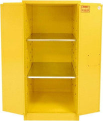 Securall Cabinets - 2 Door, 2 Shelf, Yellow Steel Standard Safety Cabinet for Flammable and Combustible Liquids - 65" High x 31" Wide x 31" Deep, Manual Closing Door, 3 Point Key Lock, 60 Gal Capacity - Top Tool & Supply