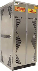 Securall Cabinets - 2 Door, Silver Aluminum Standard Safety Cabinet for Flammable and Combustible Liquids - 65" High x 60" Wide x 32" Deep, Manual Closing Door, Padlockable Hasp, Vertical Cylinder Capacity - Top Tool & Supply