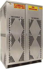 Securall Cabinets - 2 Door, 4 Shelf, Yellow Steel Standard Safety Cabinet for Flammable and Combustible Liquids - 65" High x 43" Wide x 32" Deep, Manual Closing Door, Padlockable Hasp, 20 or 33 Lb Cylinder Capacity - Top Tool & Supply