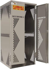 Securall Cabinets - 2 Door, Silver Aluminum Standard Safety Cabinet for Flammable and Combustible Liquids - 65" High x 30" Wide x 32" Deep, Manual Closing Door, Padlockable Hasp, Vertical Cylinder Capacity - Top Tool & Supply