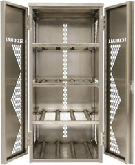 Securall Cabinets - 2 Door, 4 Shelf, Silver Aluminum Standard Safety Cabinet for Flammable and Combustible Liquids - 65" High x 30" Wide x 32" Deep, Manual Closing Door, Padlockable Hasp, 20 or 33 Lb Cylinder Capacity - Top Tool & Supply