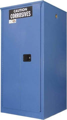 Securall Cabinets - 2 Door, 2 Shelf, Blue Steel Standard Safety Cabinet for Corrosive Chemicals - 65" High x 31" Wide x 31" Deep, Manual Closing Door, 3 Point Key Lock, 60 Gal Capacity - Top Tool & Supply