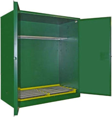 Securall Cabinets - 2 Door, 1 Shelf, Green Steel Standard Safety Cabinet for Flammable and Combustible Liquids - 67" High x 56" Wide x 31" Deep, Self Closing Door, 3 Point Key Lock, 120 Gal Capacity - Top Tool & Supply