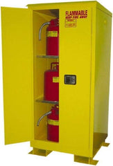 Securall Cabinets - 2 Door, 2 Shelf, Yellow Steel Standard Safety Cabinet for Flammable and Combustible Liquids - 69" High x 31" Wide x 31" Deep, Manual Closing Door, 3 Point Key Lock, 60 Gal Capacity - Top Tool & Supply