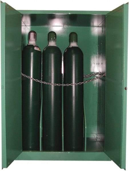 Securall Cabinets - 1 Door, Green Steel Standard Safety Cabinet for Flammable and Combustible Liquids - 65" High x 43" Wide x 34" Deep, Manual Closing Door, 3 Point Key Lock, H Cylinder Capacity - Top Tool & Supply