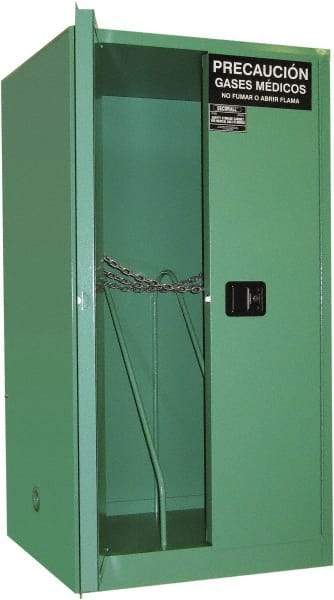 Securall Cabinets - 2 Door, Green Steel Standard Safety Cabinet for Flammable and Combustible Liquids - 65" High x 34" Wide x 34" Deep, Manual Closing Door, 3 Point Key Lock, H Cylinder Capacity - Top Tool & Supply