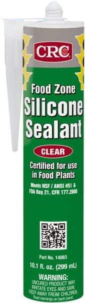 CRC - 10.1 oz Cartridge Clear Hydroxy-Terminated Polydimethylsiloxane/Silica Food Grade Silicone Sealant - -70 to 400°F Operating Temp, 60 min Tack Free Dry Time, 24 hr Full Cure Time - Top Tool & Supply