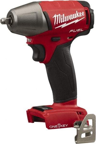 Milwaukee Tool - 3/8" Drive 18 Volt Pistol Grip Cordless Impact Wrench & Ratchet - 2,500 RPM, 0 to 3,200 BPM, 210 Ft/Lb Torque, Lithium-Ion Batteries Not Included - Top Tool & Supply