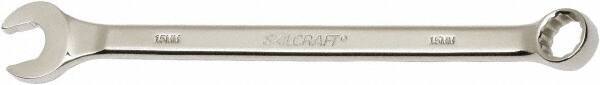 Ability One - 15mm 12 Point Combination Wrench - 15° Offset Angle, Steel, Chrome Finish - Top Tool & Supply