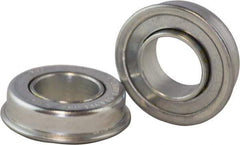 USDI - 1 Row, 1-3/8" OD, 1/2" Bore Diam, Round Double Seal Conveyor Roller Bearing - 180 Lb Capacity, 550 Max RPM, with Flange, Steel with Zinc Housing - Top Tool & Supply