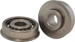 USDI - 1 Row, 1-1/4" OD, 5/8" Bore Diam, Round Open Conveyor Roller Bearing - 75 Lb Capacity, 550 Max RPM, with Flange, Steel with Steel Housing - Top Tool & Supply