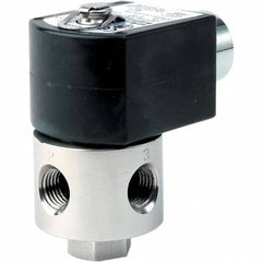 Parker - 120/60 - 110/50 VAC 1/8" NPT Port Brass Three-Way Direct Acting Solenoid Valve - Top Tool & Supply