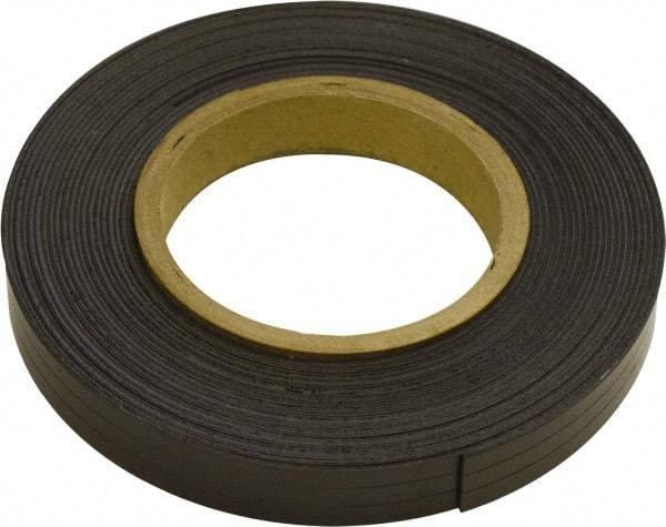 Mag-Mate - 300" Long x 1" Wide x 1/32" Thick Flexible Magnetic Strip - 8 Lb Max Pull Force, 4 Linear Ft/Lb Magnetic Pull Force, Plain Back, Dark Brown - Top Tool & Supply