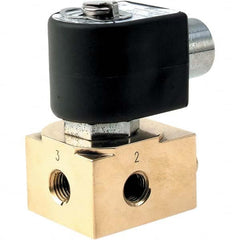 Parker - 120/60 - 110/50 VAC 3/8" NPT Port Brass Three-Way Quick Exhaust Solenoid Valve - Top Tool & Supply