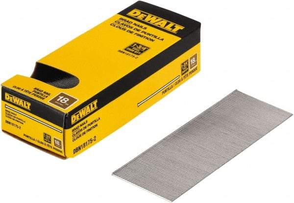 DeWALT - 18 Gauge 1-3/4" Long Brad Nails for Power Nailers - Steel, Bright Finish, Smooth Shank, Straight Stick Collation, Brad Head, Chisel Point - Top Tool & Supply